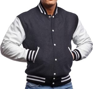 Men's Casual Regular Fit Varsity <b>Jacket</b> Vintage Style Canvas Baseball Bomber Embroidered Letters Solid <b>Fleece</b> Winter Stand Front - Product Image 3