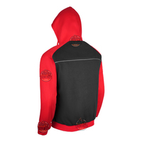 Sweat-shirt de protection à capuche zippé pour homme, rouge et noir, avec blocs de couleur, manches longues, veste de moto, toutes saisons, vêtements d'extérieur