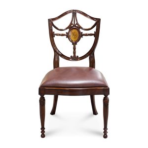 Silla de Comedor Clásica Francesa de Lujo con Respaldo Tallado, Estructura de Madera de Caoba Sólida, Asiento Tapizado para Hogar, Oficina, Hotel y Restaurante - Product Image 1