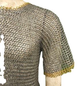 Camisa de Cota de Armadura Medieval Hecha a Mano de Acero Suave con Anillos de Latón Remachados Planos, Armadura Histórica para Recreación, Cosplay y Halloween - Product Image 4