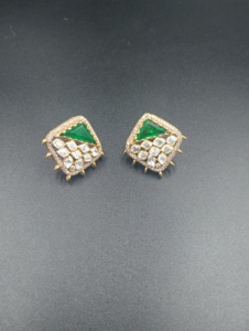 Luxury AMAIRA JEWELS Gold Plated <b>Silver</b> <b>Stud</b> <b>Earrings</b> Emerald Diamond Geometric Design Classic Women's Everyday Wear Jewelry - Product Image 2
