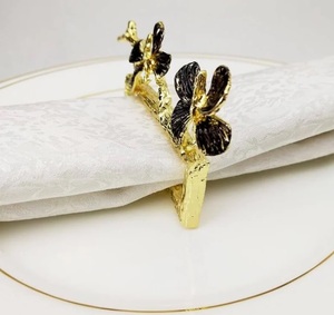 Gold Plated Brass <b>Butterfly</b> Napkin Ring Vintage Table <b>Decoration</b> 5 Cm Width Durable Design Wedding <b>Party</b> Use - Product Image 4