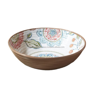 Acacia Wood Export Quality Enamel Coated Wooden <b>Serving</b> Bowl With <b>Spoon</b> Set for Kitchenware From Indian Supplier - Product Image 1