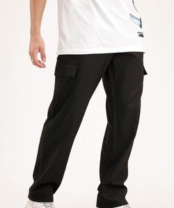 Pantalon cargo décontracté pour homme, coupe ample, en velours côtelé noir, imperméable, léger, taille élastique - Product Image 4