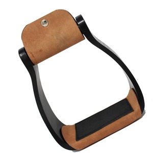 Selle de cheval de qualité supérieure, étriers en aluminium gravés pour l'équitation western, recouverts de cuir, design et logo personnalisables - Product Image 4