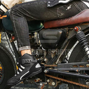 Diseña Tu Propio Logotipo, Zapatos de Motocicleta de Cuero Impermeables Hechos a Medida, Ligeros, Talla Grande, Color Sólido - Product Image 5