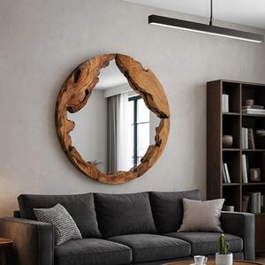 Miroir mural en bois style industriel, design urbain, pour décoration de style loft, accessoire de miroir suspendu en gros - Product Image 3
