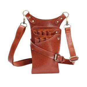 Sacoche asymétrique pour ciseaux de barbier, étui professionnel pour outils de coiffeur en cuir noir avec sangle réglable OEM ODM - Product Image 2