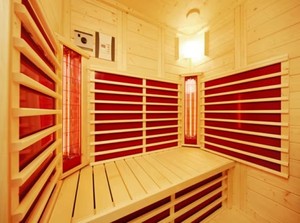 Cabine de sauna infrarouge d'angle moderne, salle de <span class=keywords><strong>spa</strong></span> intérieure pour 2 personnes avec bois de pin clair, porte en verre et chauffages intégrés pour le corps entier - Product Image 5