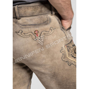 Shorts Lederhosen traditionnels bavarois pour hommes en cuir suédé respirant, style Oktoberfest allemand 2026, OEM - Product Image 5