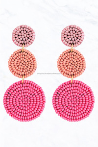 Pendientes de Aro con Cuentas Azules Estilo Boho |   Lindos pendientes artesanales de varias capas |   Joyería de Cristal con Pedrería Personalizada Unisex para - Product Image 4