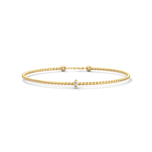 Pulsera de Cadena Trenzada en Tono Dorado con Cierre de Bola Ajustable y Acento de Diamantes para Mujer, Joyería de Regalo - Product Image 1