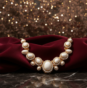 Collier artisanal blanc multi-formes 16 pouces, collier statement épais en CZ, bijoux en argent sterling plaqué or - Product Image 4