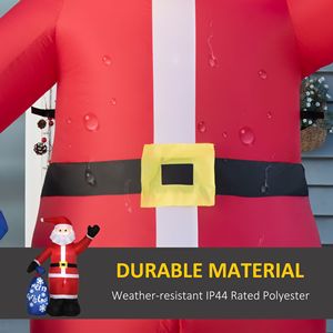 Decorazioni Natalizie Gonfiabili da Esterno LED 8ft, Babbo Natale Sorridente con Sacco Regalo, Decorazioni per Prato e Giardino - Product Image 5