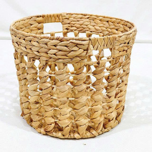 Minimalist Multifunctional Open-<b>Weave</b> Water Hyacinth Storage <b>Basket</b> Set with Handles (3pcs) Made in Vietnam - Product Image 6