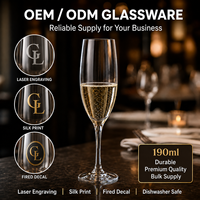 Verres à champagne de luxe en gros, design classique en forme de flûte, 190 ml, coupes à mousseux, verrerie pour fête, mariage, bar et maison