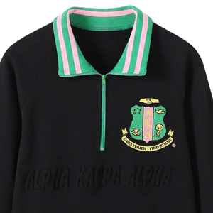 Sudadera AKA con Cierre de Cremallera, Unisex, Negra y Verde, de Felpa Premium, Estilo Casual Griego, Color Negro y Verde - Product Image 6