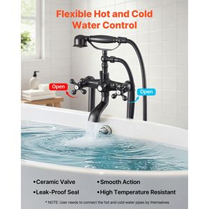 Rubinetto per vasca da bagno a piedini in bronzo anticato vintage con doccetta e finitura spazzolata, kit doccia per vasca freestanding - Product Image 6