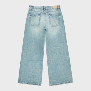 Jeans de mezclilla de cintura media para mujer, de pierna recta, con botones y cremalleras, de color lavado, informales, a la moda y sencillos, al por mayor - Product Image 5
