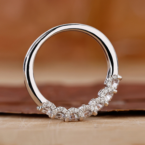 Round Diamond Half Eternity Band Minimalist Wedding <b>Ring</b> Dainty <b>Stacking</b> Band Lab Grown Diamond <b>Ring</b> - Product Image 5