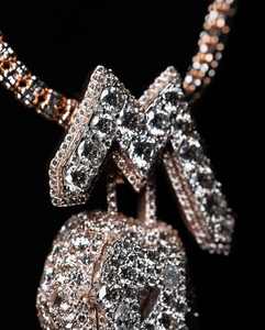 Joyería Iced Personalizada, Cadena Cubana de Plata 925 Estilo Hip Hop, Colgante de Letra Vertical de Moissanita de 2 Capas - Product Image 4