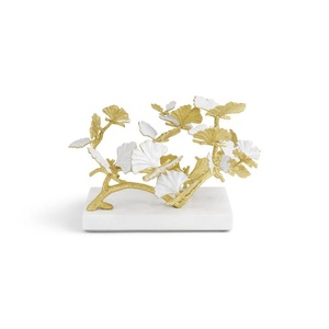 leaf themed decor decorative <b>objects</b> luxury home styling elegant decorative tray gold accent center - Product Image 3