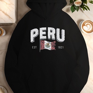 PERU tipografía vintage con bandera sudaderas casual de mujer - Product Image 1
