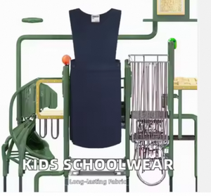 Vestido de Tirantes Liso con Cuello Redondo para Niñas de Secundaria, Estilo Pinafore Plisado, Viscosa/Poliéster, con Logotipo Personalizado de Fábrica - Product Image 2