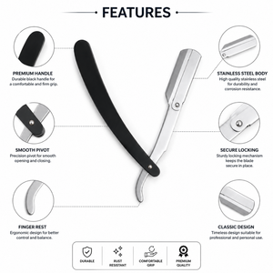 Professional Stainless Steel Straight Edge <b>Razor</b> Plastic for Men Barber Shop Shaving Tool <b>Single</b> <b>Blade</b> Manual Body Shaving - Product Image 3