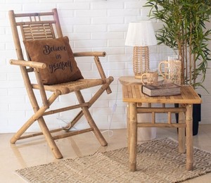 Chaise pliante rustique en bambou, dossier solide, structure stable, assise naturelle durable pour mobilier intérieur et extérieur, OEM ODM - Product Image 2