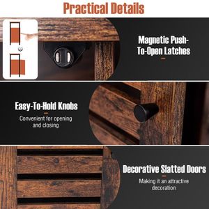 Credenza Industriale con Anta a Doghe e 3 Ripiani Regolabili, Mobile Buffet per Cucina - Product Image 4