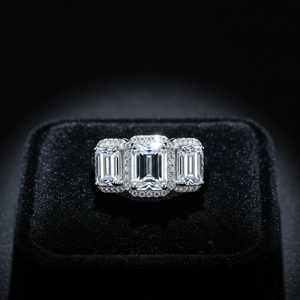 Bijoux fins pour femmes, bague de fiançailles en argent sterling 925, diamant de laboratoire rond taille brillant, halo à 3 pierres, certifié IGI, style ethnique - Product Image 4