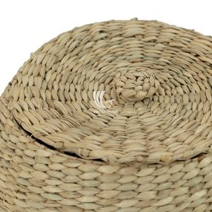 3 Piece Vietnam Sustainable Seagrass Basket, Set of 3 Wholesale Organizer <b>Bins</b> with <b>Lids</b> for Eco Friendly Homes - Product Image 3