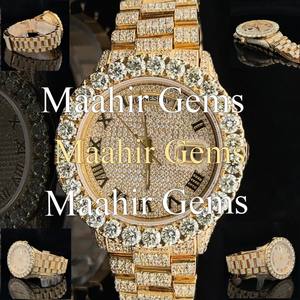 Reloj Mecánico Automático de Lujo Estilo Hip Hop con Incrustaciones de Diamantes, Correa de Acero Inoxidable y Cristal de Moissanita VVS - Product Image 3