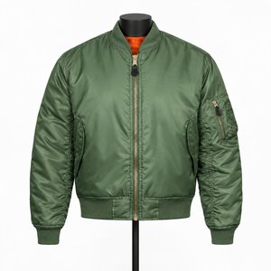 Custom Green Bomber <b>Jacket</b> <b>Men</b> Unisex <b>Flight</b> <b>Jacket</b> Zip Up Style Casual Streetwear OEM ODM Wholesale - Product Image 1