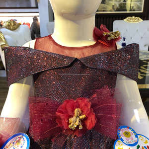 Meilleure qualité vêtements de fête pour enfants ensemble floral lune lumière fleur conception robe bandeau nouveau style printemps saison parapluie - Product Image 3