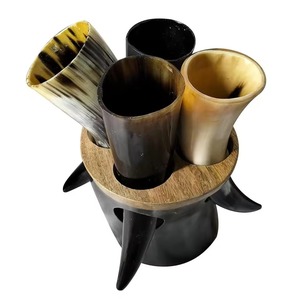 Juego de Cuernos Vikingos 100% Hechos a Mano, Ecológicos, Cuernos de Búfalo Pulidos para Beber Miel, con Soporte, Forma Natural, Decoración para el Hogar, REHMAN CRAFT - Product Image 5