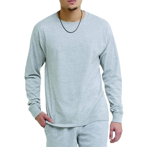 T-shirt à manches longues de haute qualité pour hommes, vêtements unis, mode masculine, t-shirt respirant à col rond et manches longues - Product Image 1