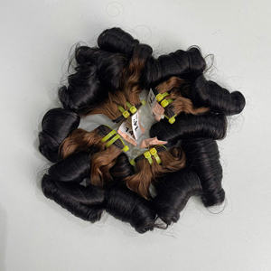 Extensions de cheveux humains vierges bruts vietnamiens 100% naturels, tissage en dentelle, boucles magiques, couleur ombrée marron, super double drawn, prix de gros - Product Image 2