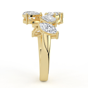 Anillo Artístico de Diamantes Multiforma con Corte Mixto Marquesa, Esmeralda, Redondo y Pera en Oro Amarillo, Joyería Abierta - Product Image 5