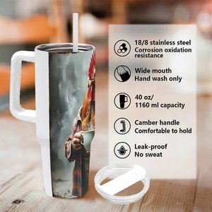 Stainless Steel Tumbler 40oz With Handle And Lid For <b>Coffee</b> Or Tea - Product Image 5