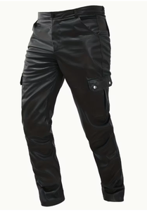 Spezia International Men's High Waist PU Leather Moto Pants Multiple Pockets Straight Fit Elastic Waist Heavyweight Casual - Product Image 6