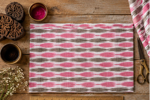Handmade <b>Eco</b>-<b>Friendly</b> Lightweight pink Ikat Printed Cotton <b>Fabric</b> Wholesale for Women Boys Dress Apparel Home Textile Upholstery - Product Image 4