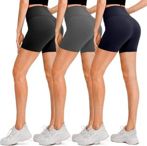 Shorts de cycliste personnalisés pour femmes, lot de 3, unis, taille haute, noir, gris anthracite, bleu marine, pour le sport, l'entraînement et le yoga - Product Image 6
