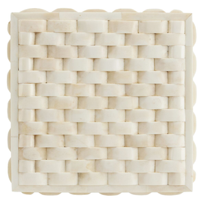 Boîte à bijoux carrée géométrique gris et blanc FAIZA CRAFT avec incrustation d'os, étui de rangement moderne pour bibelots, idéal pour mariages et Noël - Product Image 2