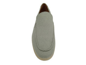Mocasines de Lona Sin Cordones con Punta Redonda, Entresuela Transpirable de EVA, Suela de Goma, para Todas las Estaciones, Color Gris Claro Sólido - Product Image 5
