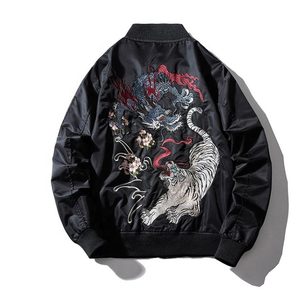 Veste en molleton de toile personnalisée tendance pour hommes, double design, logo sur le devant, veste d'hiver Sukajan de haute qualité, respirante - Product Image 2