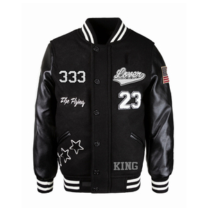 Vestes de baseball pour hommes et garçons à manches longues, boutonnées sur le devant, imprimées avec des motifs multicolores, coupe ample, style varsity - Product Image 1