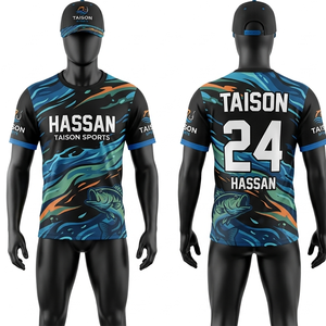 เสื้อตกปลาผู้หญิง พรีเมียม โพลีเอสเตอร์ อินเตอร์ล็อค 160 GSM ระบายอากาศได้ดี สีฟ้าอมเขียว ลายเกล็ดปลา ออกแบบโลโก้แบบซับลิเมชั่นตามสั่ง - Product Image 3