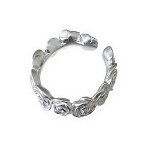 Anillo de compromiso de plata de ley S925, versión coreana, pequeño, mate, retro, estilo rosa, personalidad, simple, unisex, venta al por mayor - Product Image 1